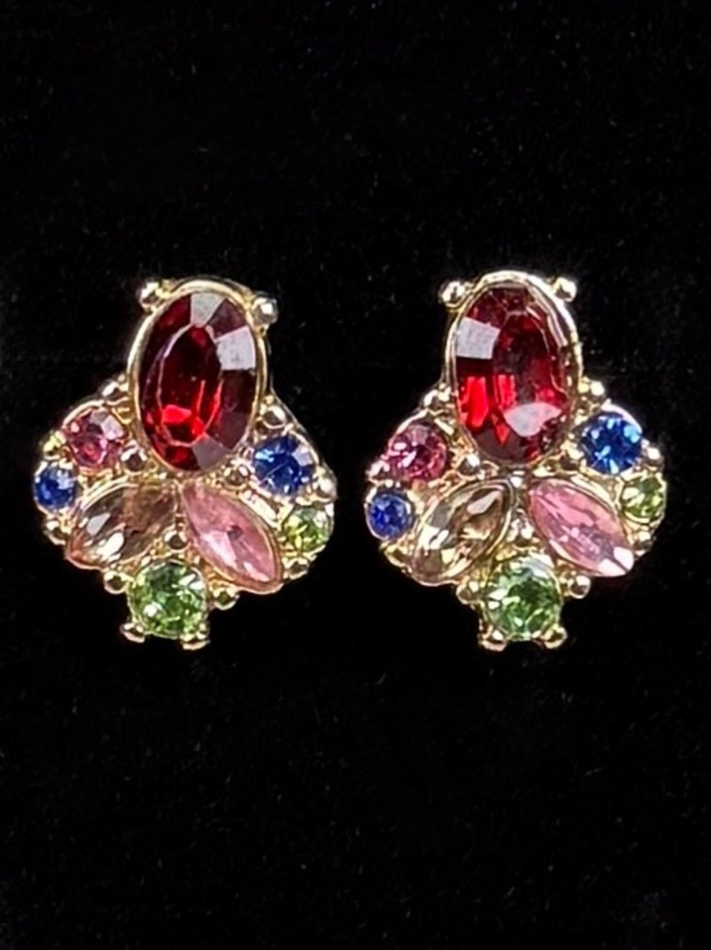 Vintage goldtone Multicolored Pierced Earrings